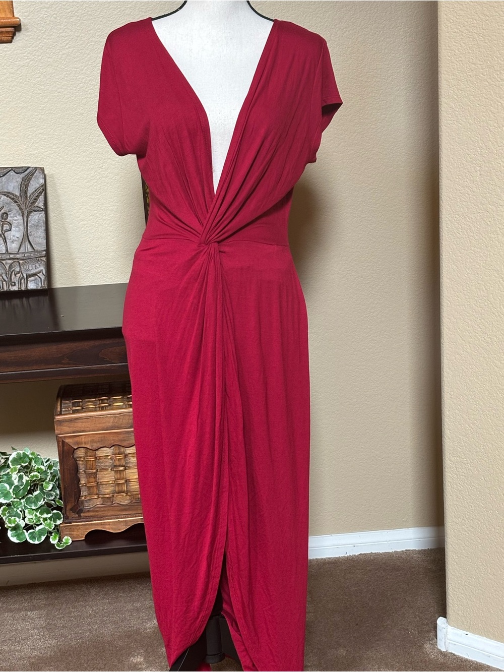 Rolla Coster Berry Red Twist-Front Maxi Dress